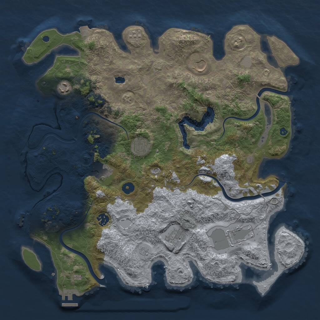 Rust Map: Procedural Map, Size: 4050, Seed: 798621704, 14 Monuments