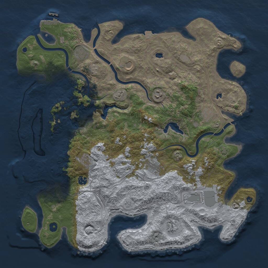 Rust Map: Procedural Map, Size: 4500, Seed: 847372538, 16 Monuments