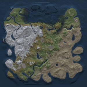 Thumbnail Rust Map: Procedural Map, Size: 4500, Seed: 16223, 17 Monuments