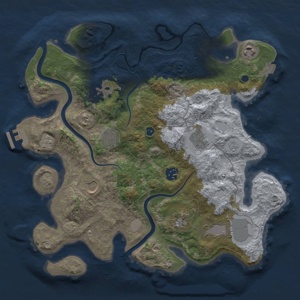 Rust Map: Procedural Map, Size: 3500, Seed: 547901, 14 Monuments