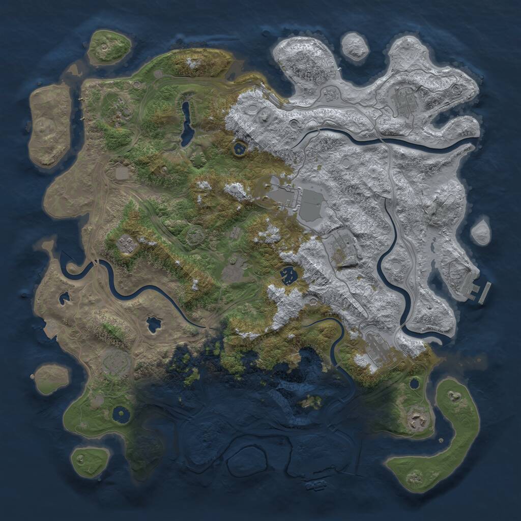 Rust Map: Procedural Map, Size: 4500, Seed: 1843923967, 16 Monuments