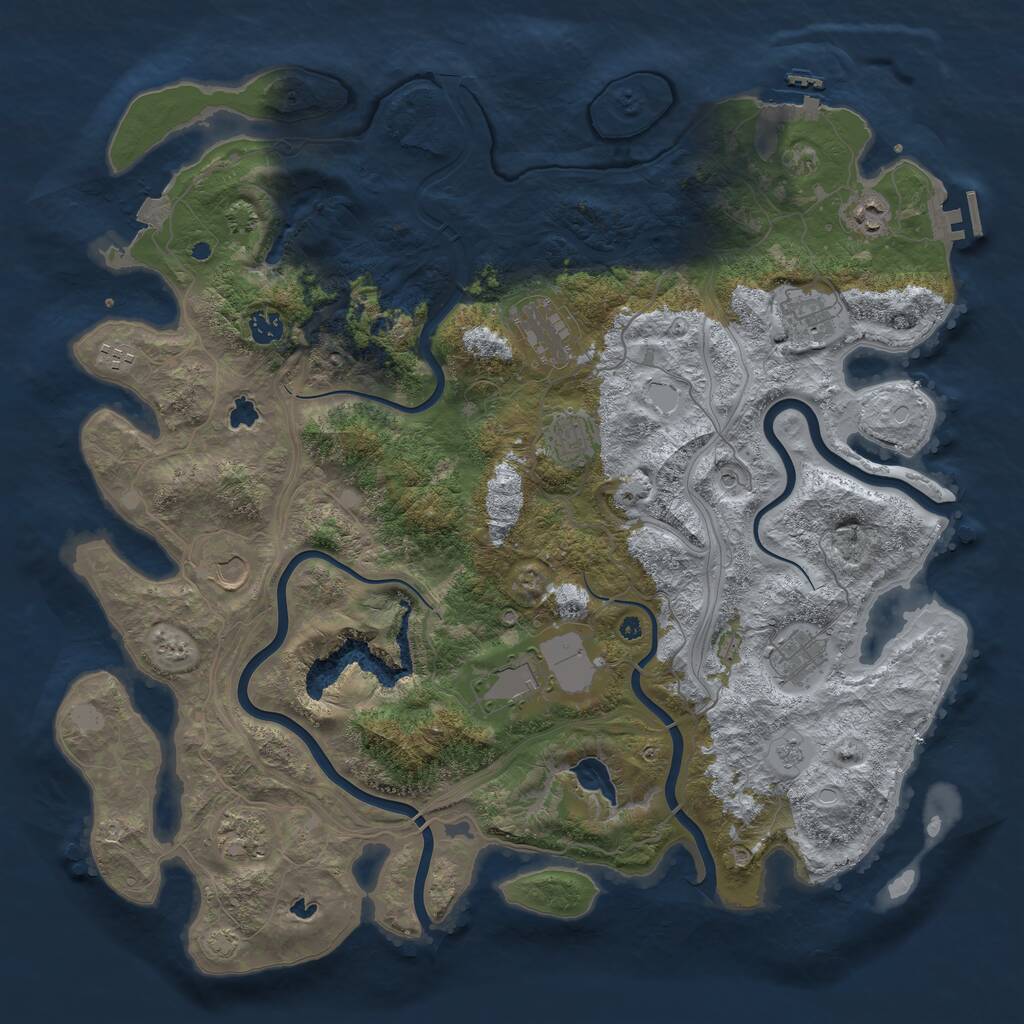 Rust Map: Procedural Map, Size: 4500, Seed: 910887107, 16 Monuments