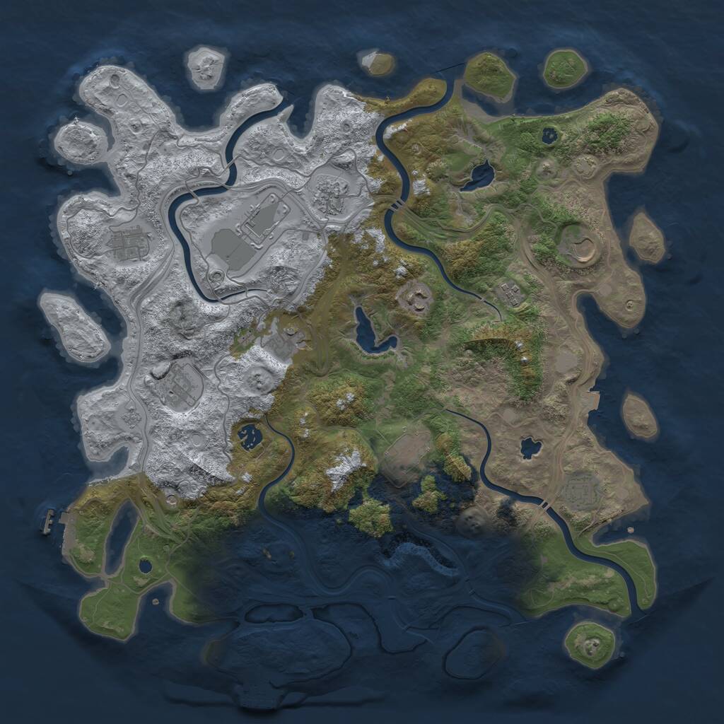 Rust Map: Procedural Map, Size: 4500, Seed: 875718883, 17 Monuments