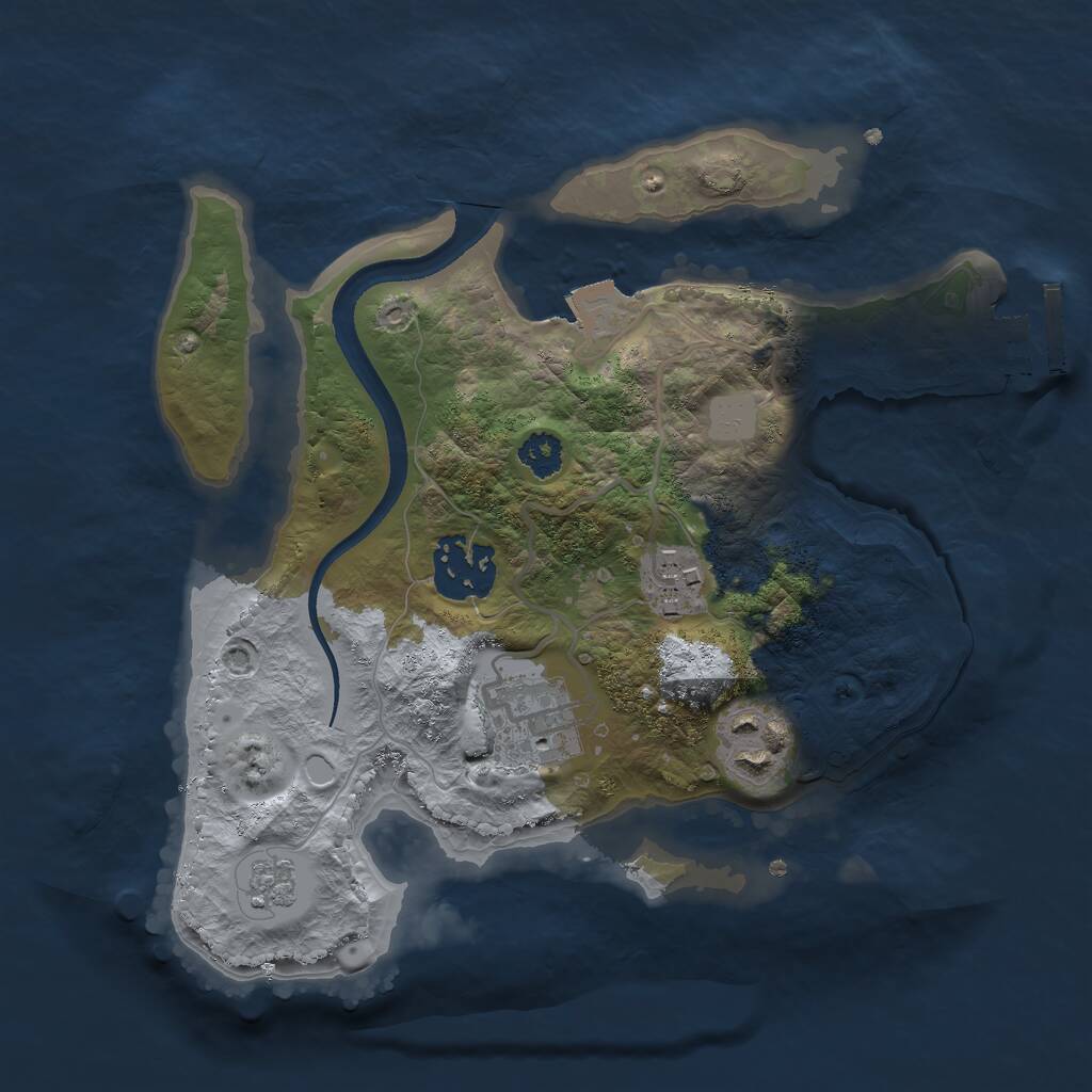 Rust Map: Procedural Map, Size: 2500, Seed: 83918083, 7 Monuments
