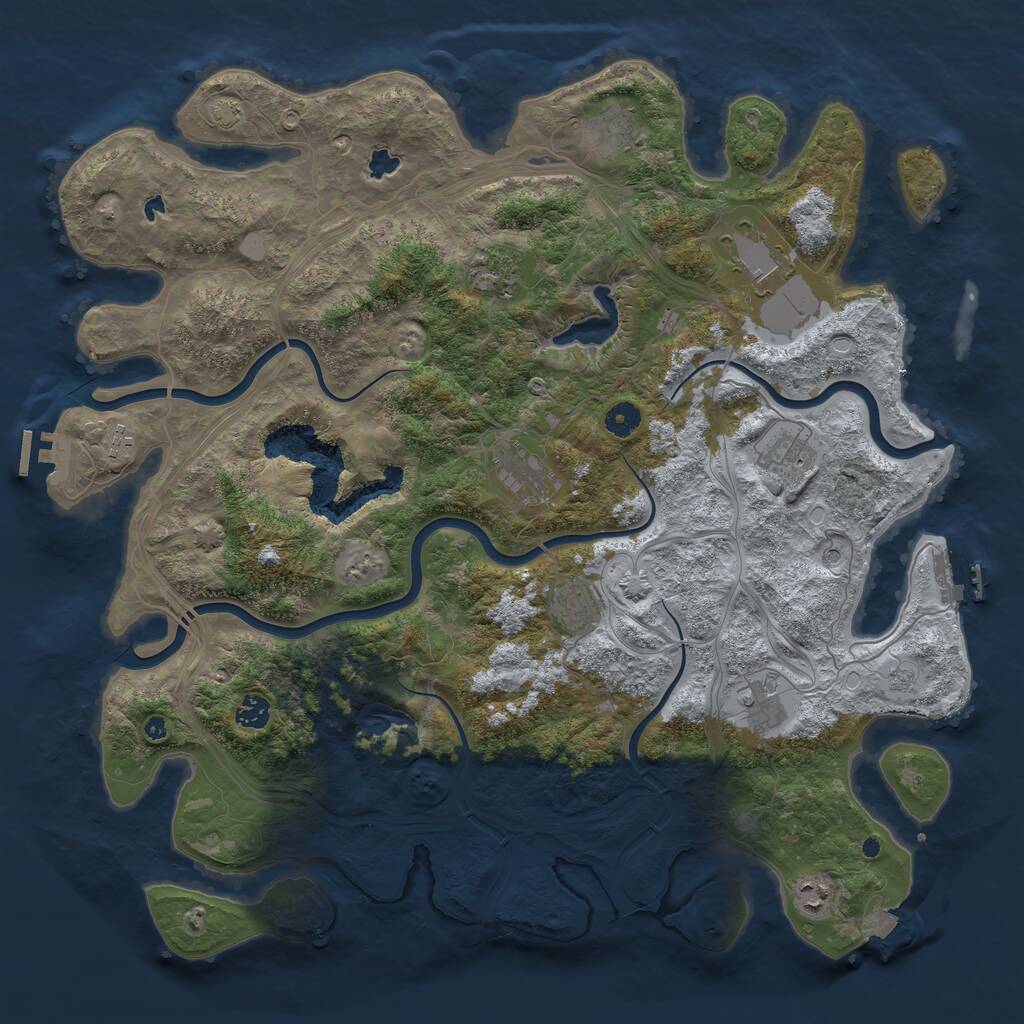 Rust Map: Procedural Map, Size: 4500, Seed: 151681737, 16 Monuments