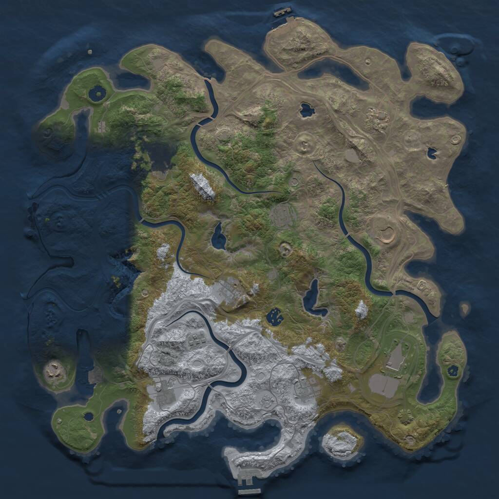 Rust Map: Procedural Map, Size: 4500, Seed: 1199541809, 17 Monuments