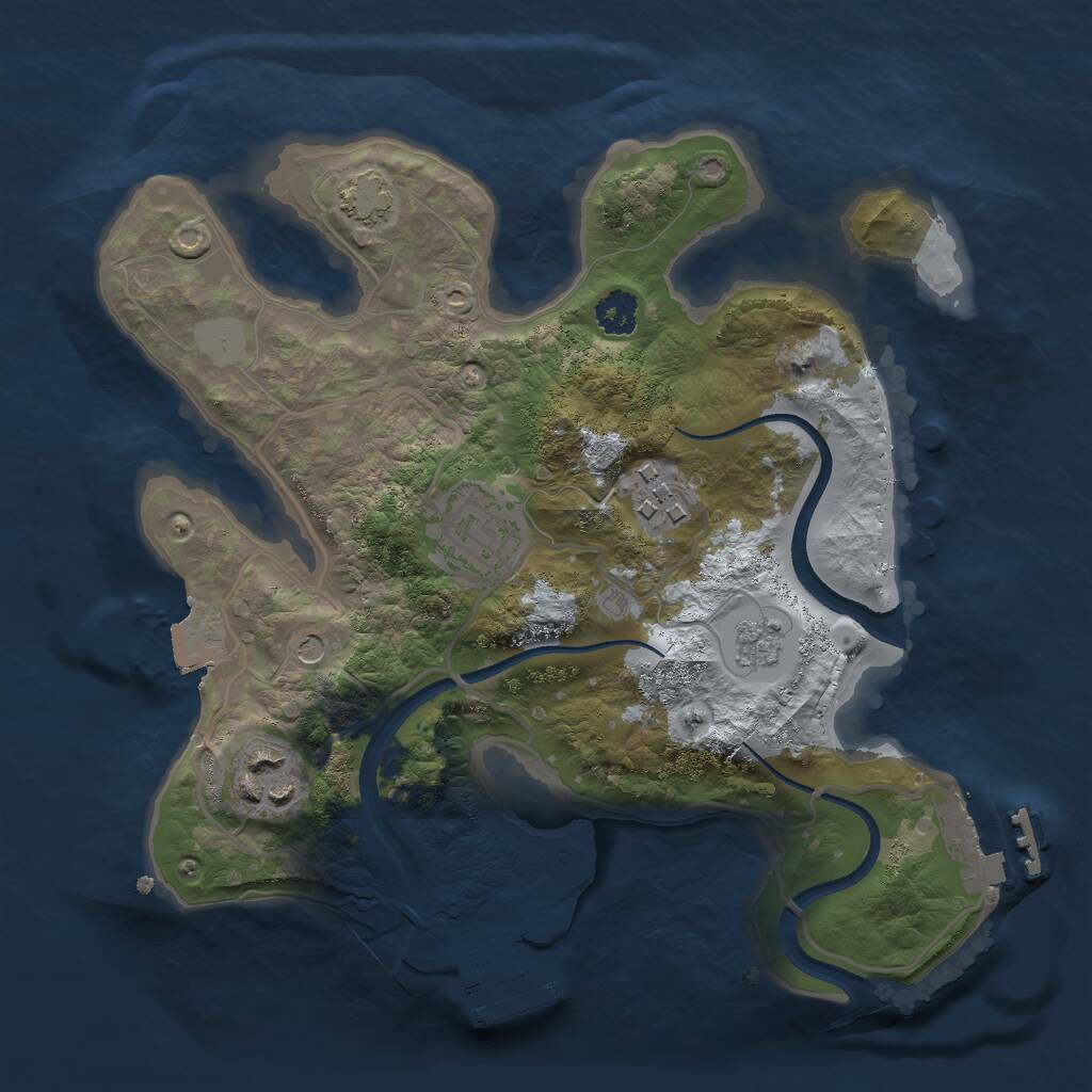 Rust Map: Procedural Map, Size: 2500, Seed: 1018121283, 9 Monuments
