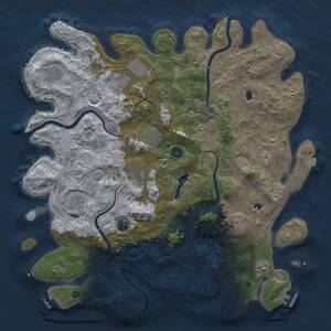 Thumbnail Rust Map: Procedural Map, Size: 4500, Seed: 854066649, 17 Monuments