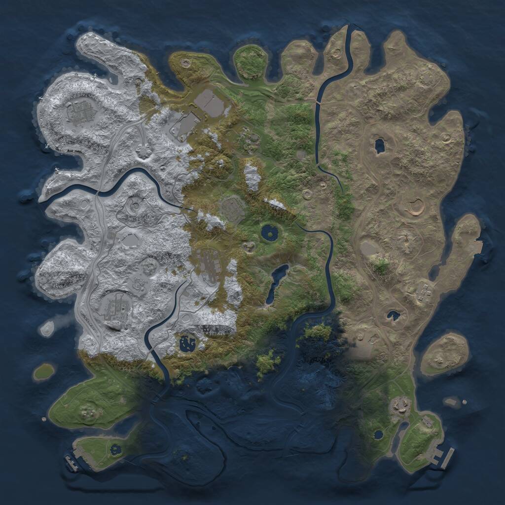Rust Map: Procedural Map, Size: 4500, Seed: 854066649, 17 Monuments