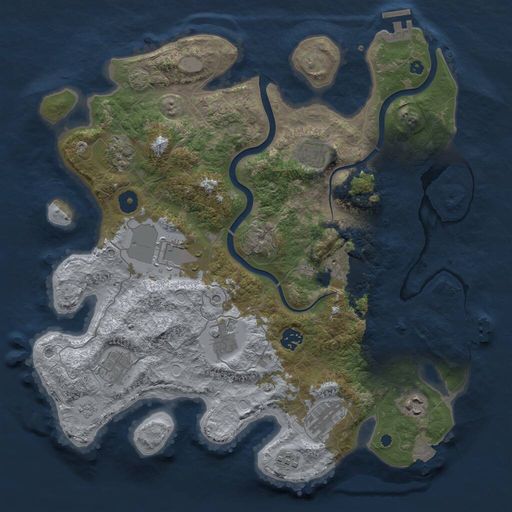 Rust Map: Procedural Map, Size: 3650, Seed: 88416058, 16 Monuments