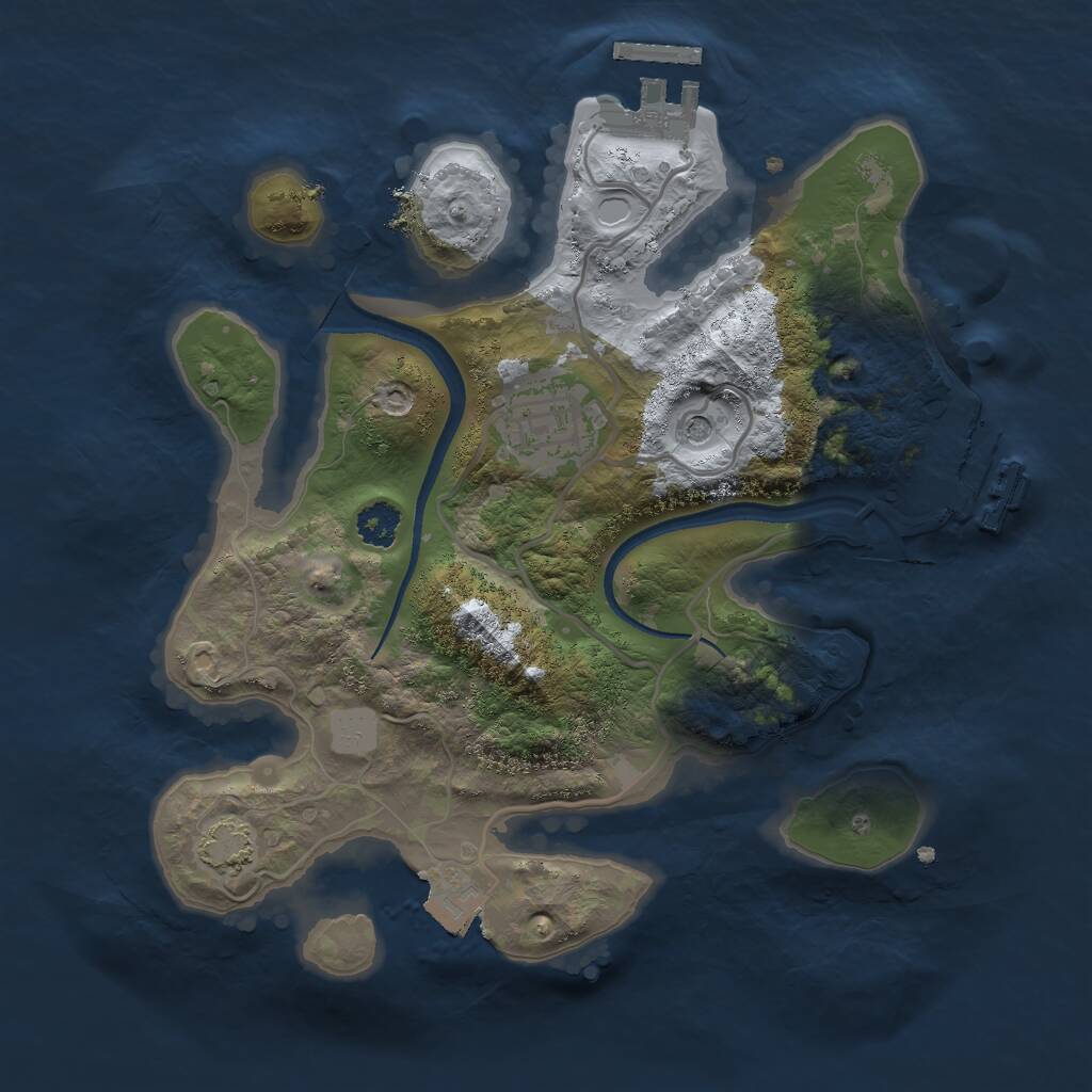 Rust Map: Procedural Map, Size: 2500, Seed: 373697049, 6 Monuments