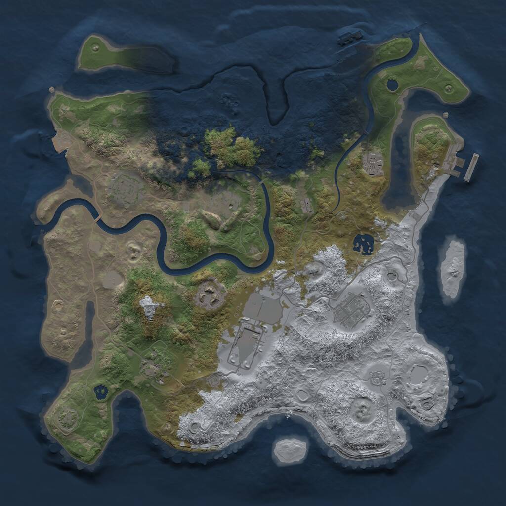 Rust Map: Procedural Map, Size: 3500, Seed: 118903888, 14 Monuments