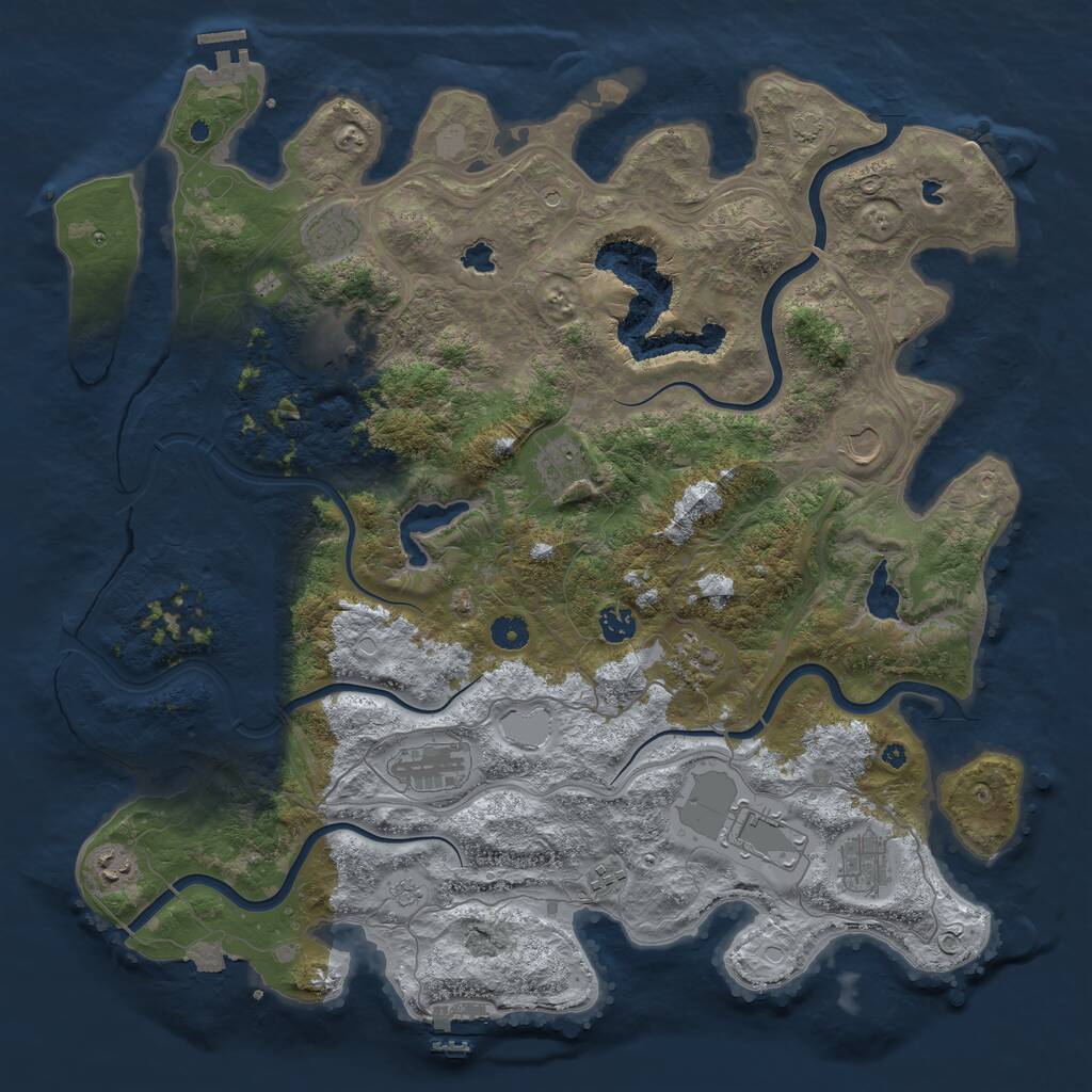 Rust Map: Procedural Map, Size: 4500, Seed: 2061703142, 17 Monuments