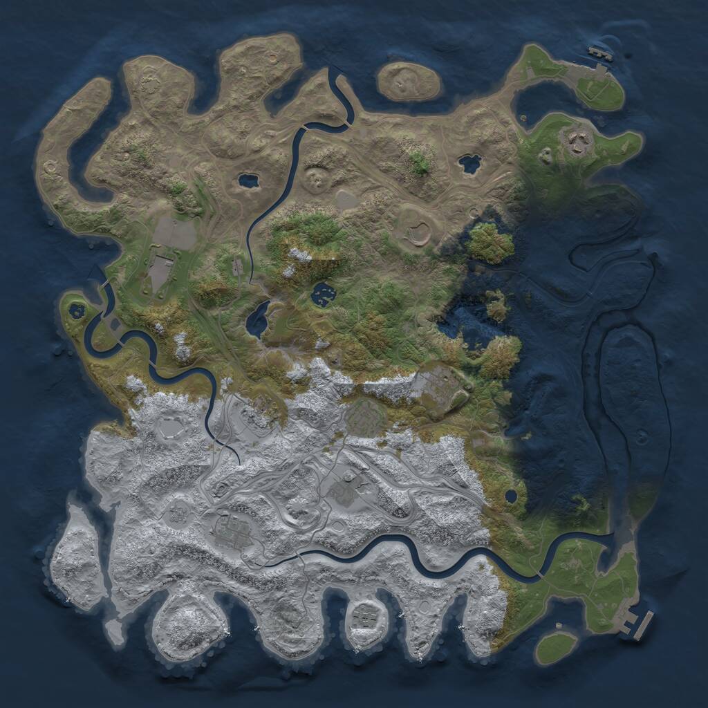 Rust Map: Procedural Map, Size: 4500, Seed: 1620692107, 16 Monuments