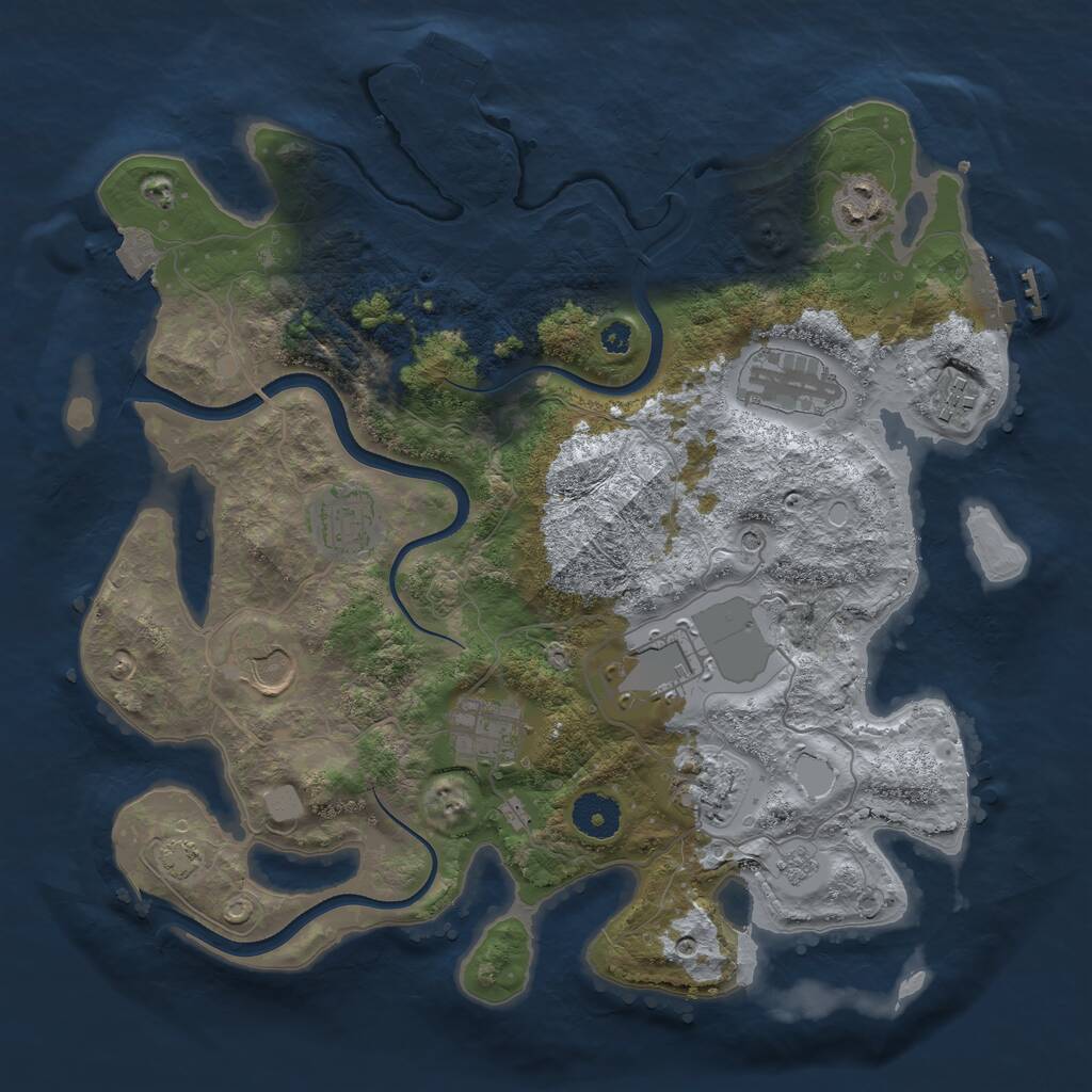 Rust Map: Procedural Map, Size: 3500, Seed: 659, 14 Monuments