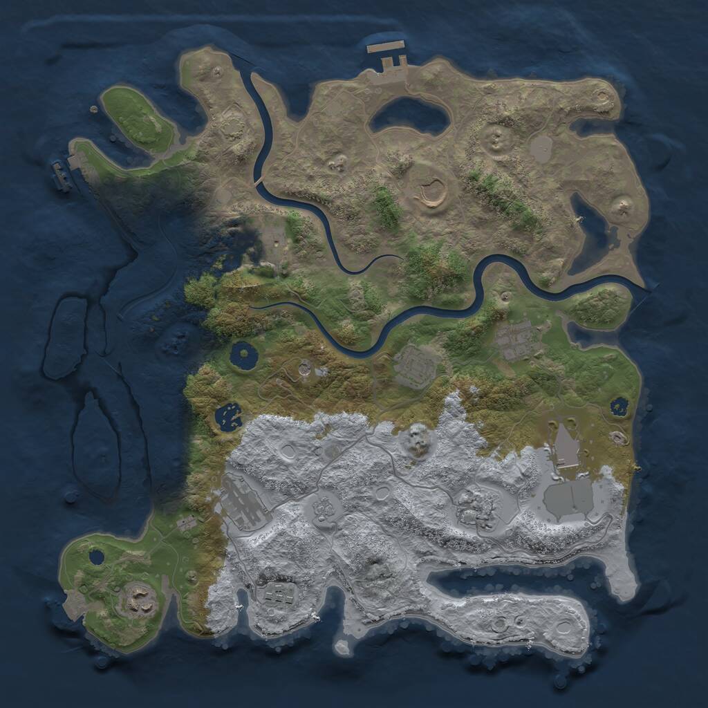 Rust Map: Procedural Map, Size: 3800, Seed: 626565, 16 Monuments