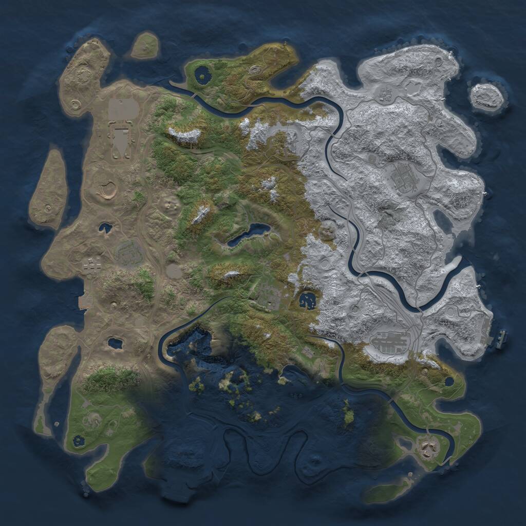 Rust Map: Procedural Map, Size: 4500, Seed: 578748645, 16 Monuments