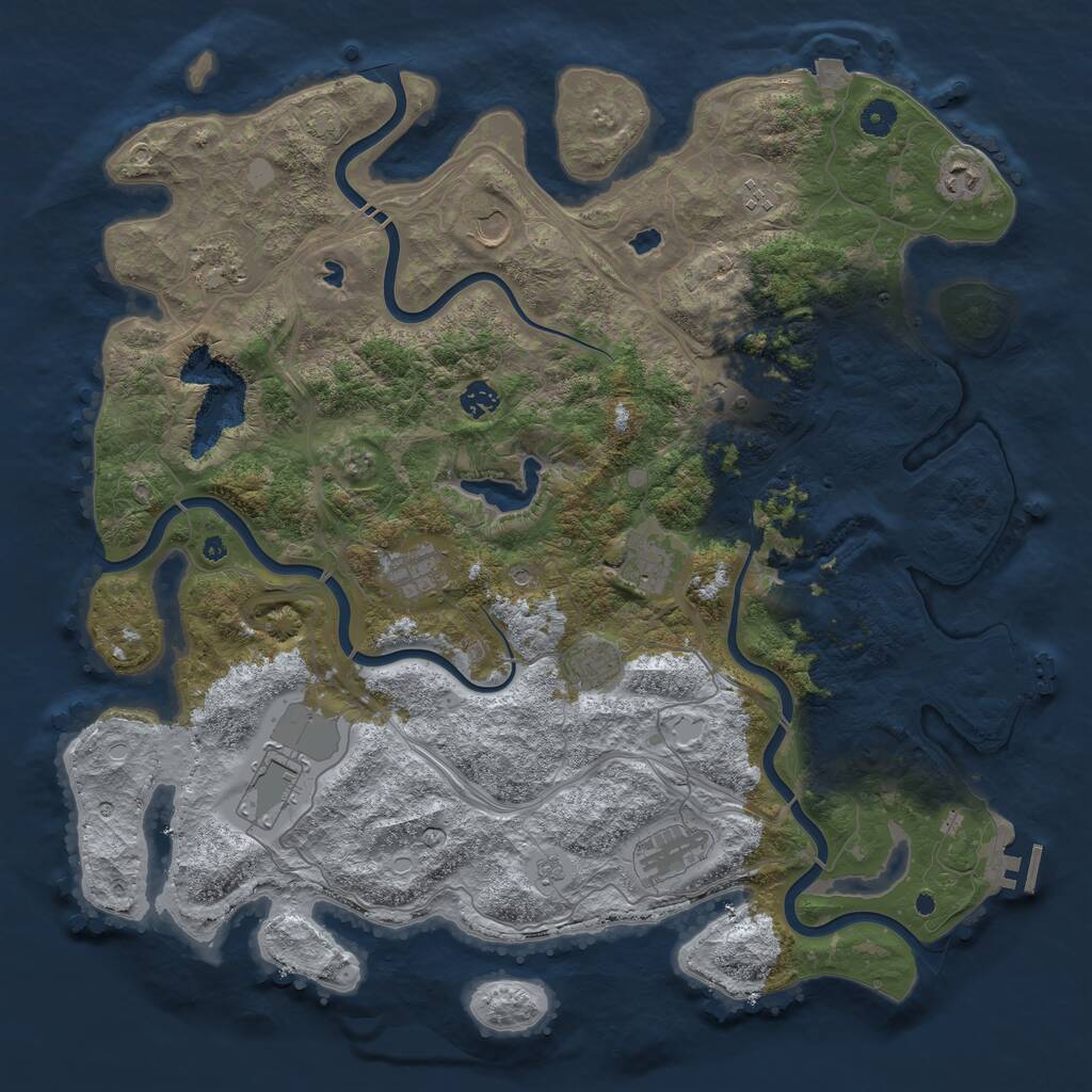 Rust Map: Procedural Map, Size: 4500, Seed: 843317739, 17 Monuments
