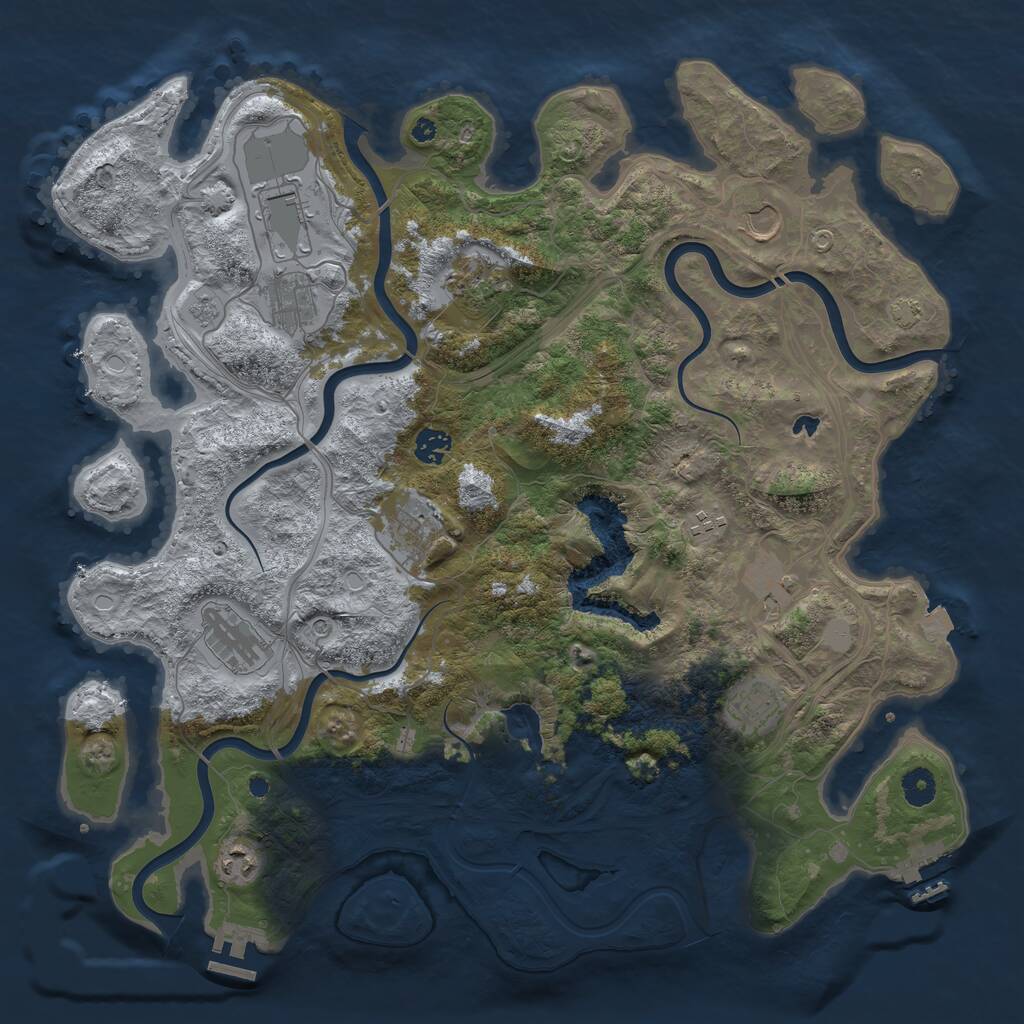 Rust Map: Procedural Map, Size: 4250, Seed: 1239066351, 17 Monuments