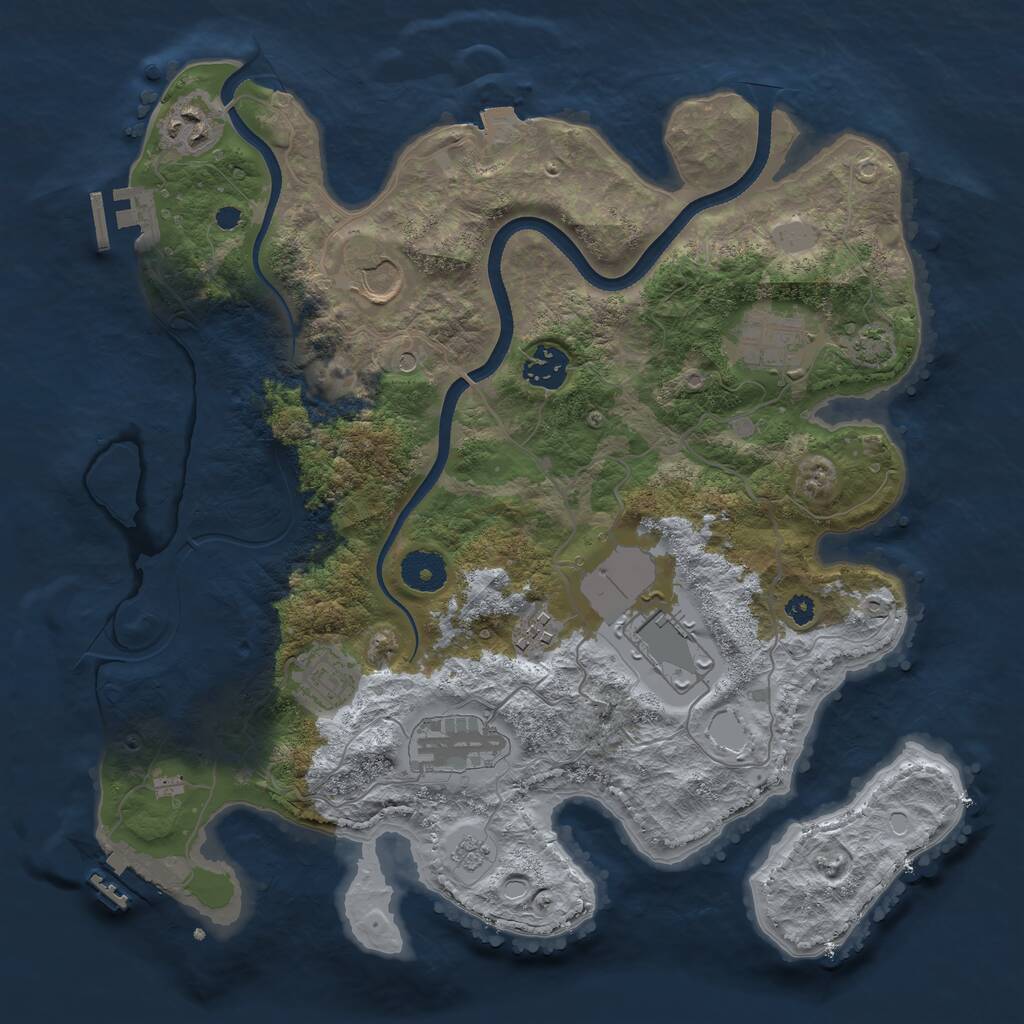 Rust Map: Procedural Map, Size: 3500, Seed: 5379912, 14 Monuments