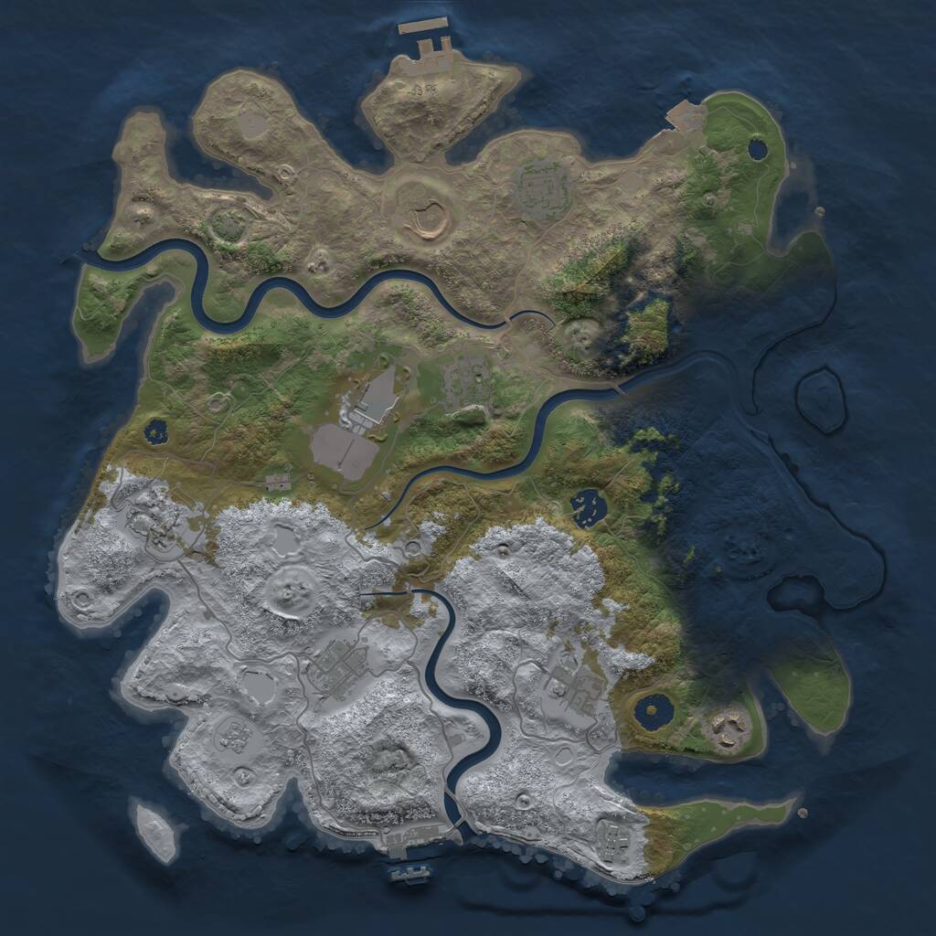 Rust Map: Procedural Map, Size: 3800, Seed: 78189903, 16 Monuments