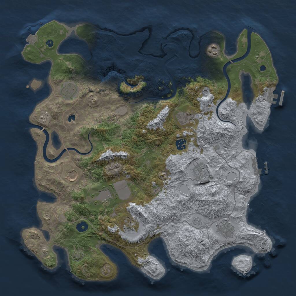 Rust Map: Procedural Map, Size: 4000, Seed: 172580008, 16 Monuments
