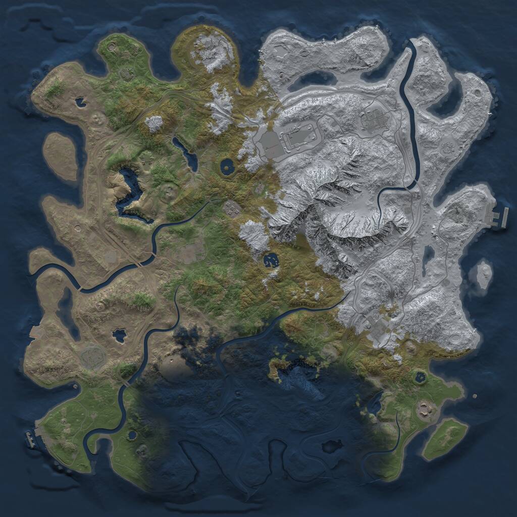Rust Map: Procedural Map, Size: 5000, Seed: 779239881, 16 Monuments