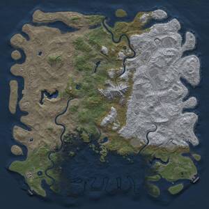 Thumbnail Rust Map: Procedural Map, Size: 6000, Seed: 1447338634, 17 Monuments