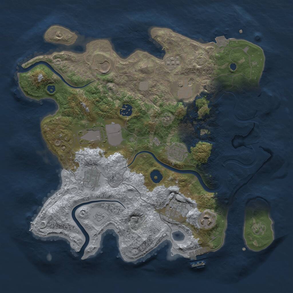 Rust Map: Procedural Map, Size: 3500, Seed: 80425, 15 Monuments