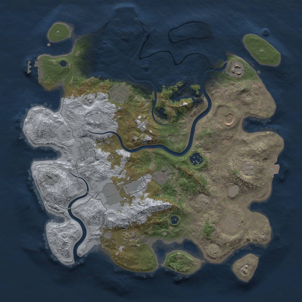 Rust Map: Procedural Map, Size: 3700, Seed: 958981416, 16 Monuments