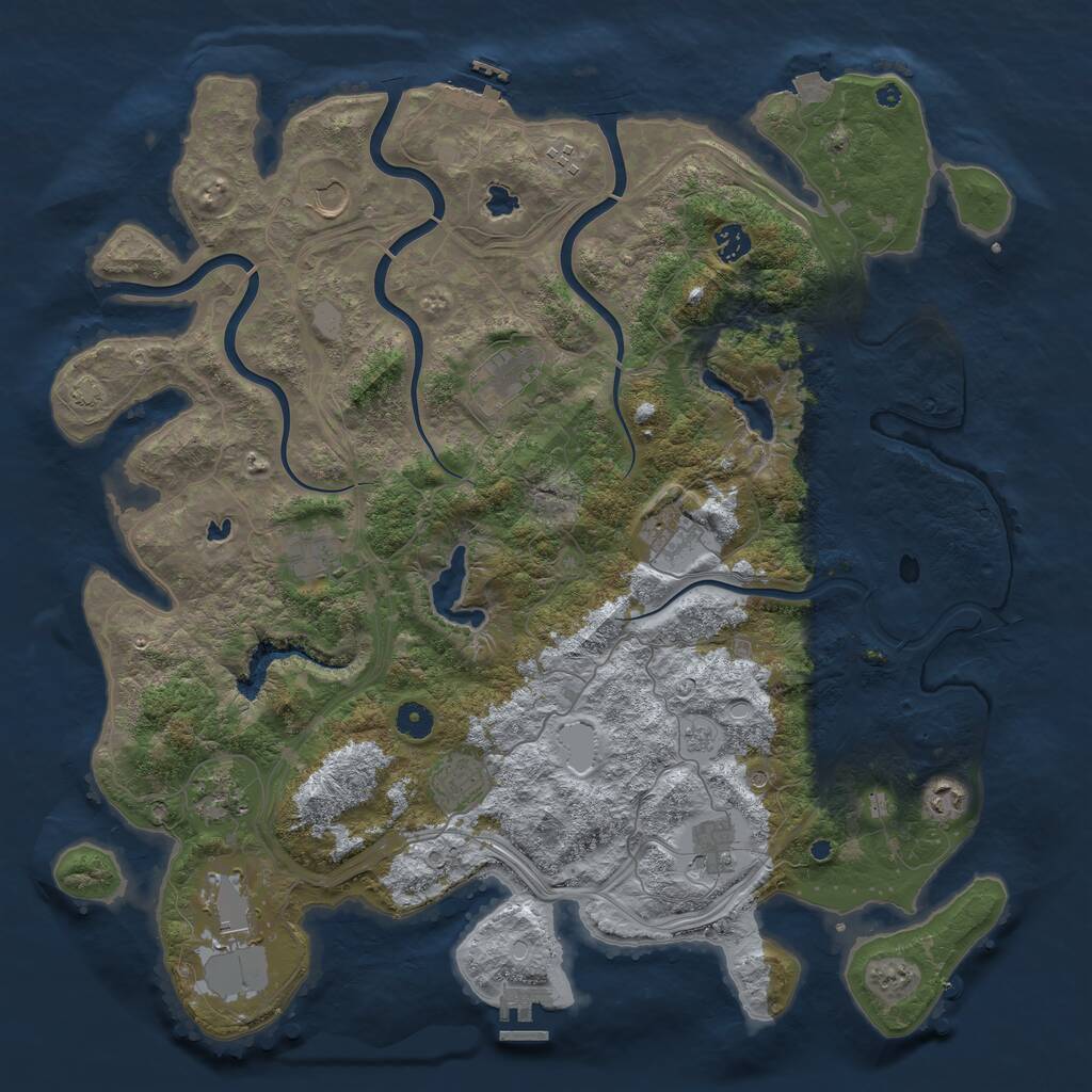 Rust Map: Procedural Map, Size: 4500, Seed: 738050497, 17 Monuments