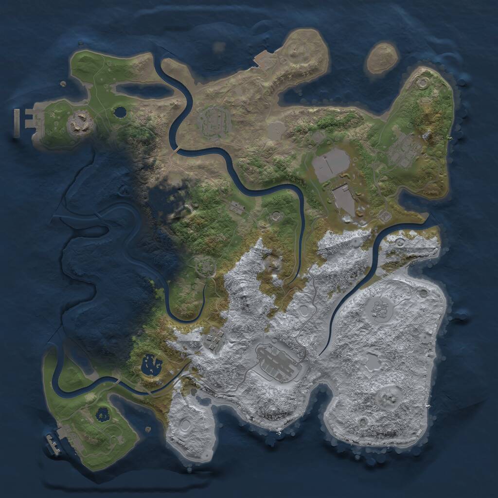 Rust Map: Procedural Map, Size: 3500, Seed: 1211024211, 14 Monuments