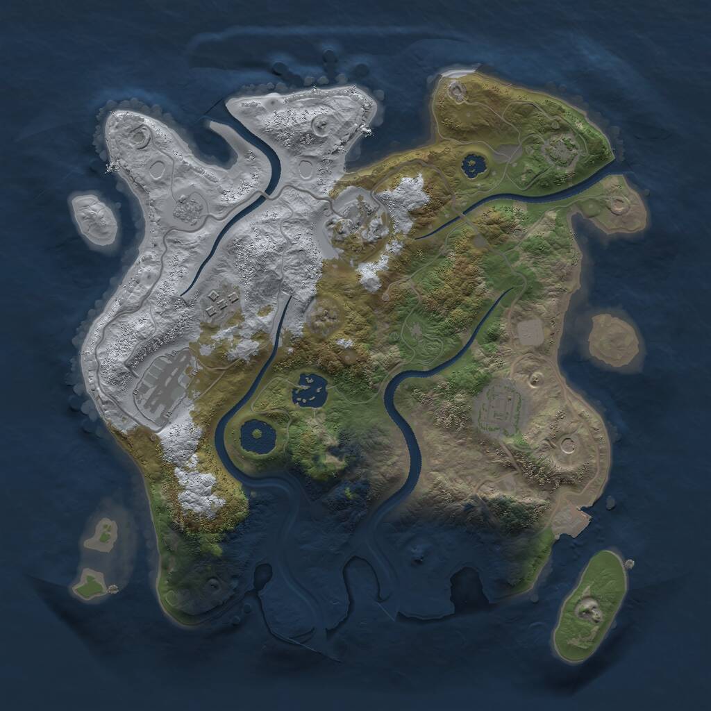 Rust Map: Procedural Map, Size: 3000, Seed: 27124264, 9 Monuments