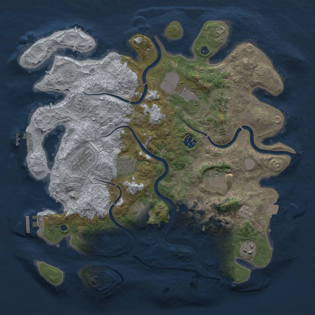 Rust Map: Procedural Map, Size: 3800, Seed: 10303, 15 Monuments