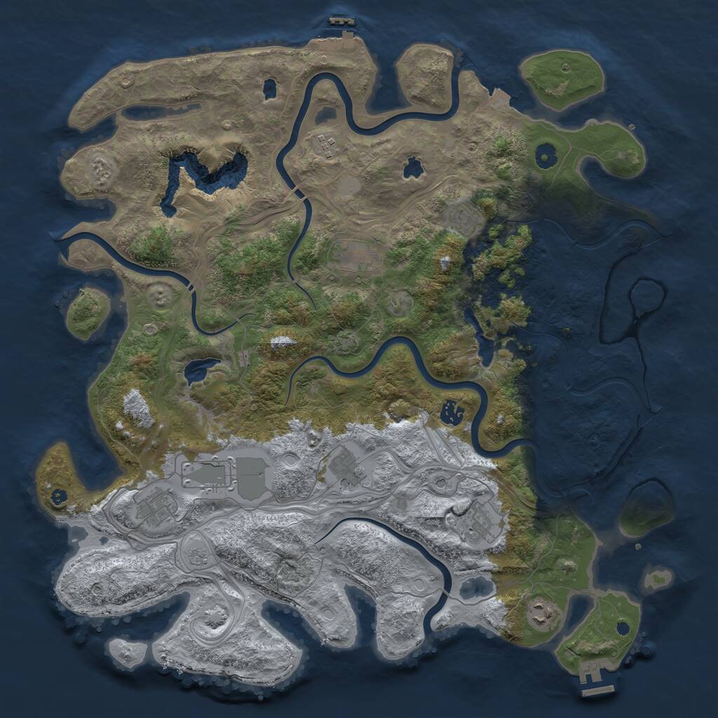 Rust Map: Procedural Map, Size: 4500, Seed: 45500, 15 Monuments