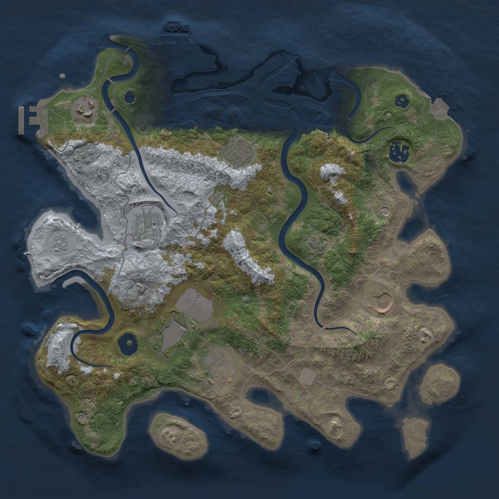 Rust Map: Procedural Map, Size: 3600, Seed: 1686480260, 14 Monuments