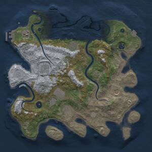 Thumbnail Rust Map: Procedural Map, Size: 3600, Seed: 1686480260, 14 Monuments