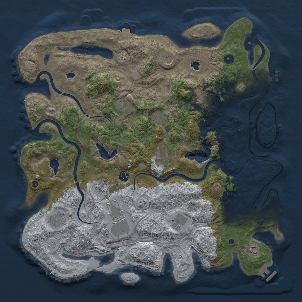 Rust Map: Procedural Map, Size: 4500, Seed: 1422933948, 17 Monuments