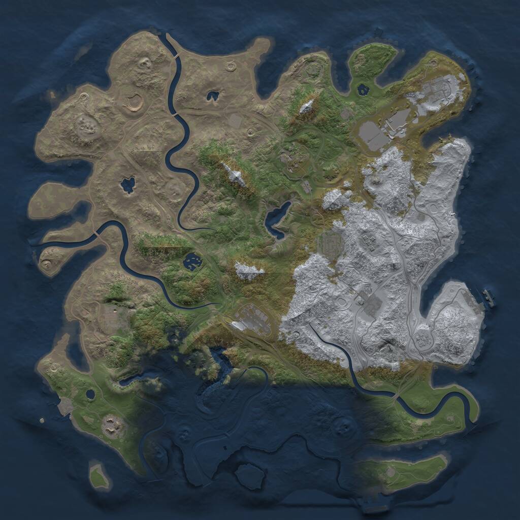 Rust Map: Procedural Map, Size: 4500, Seed: 1792539870, 17 Monuments