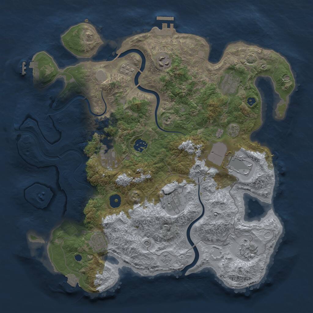 Rust Map: Procedural Map, Size: 3700, Seed: 11095881, 15 Monuments