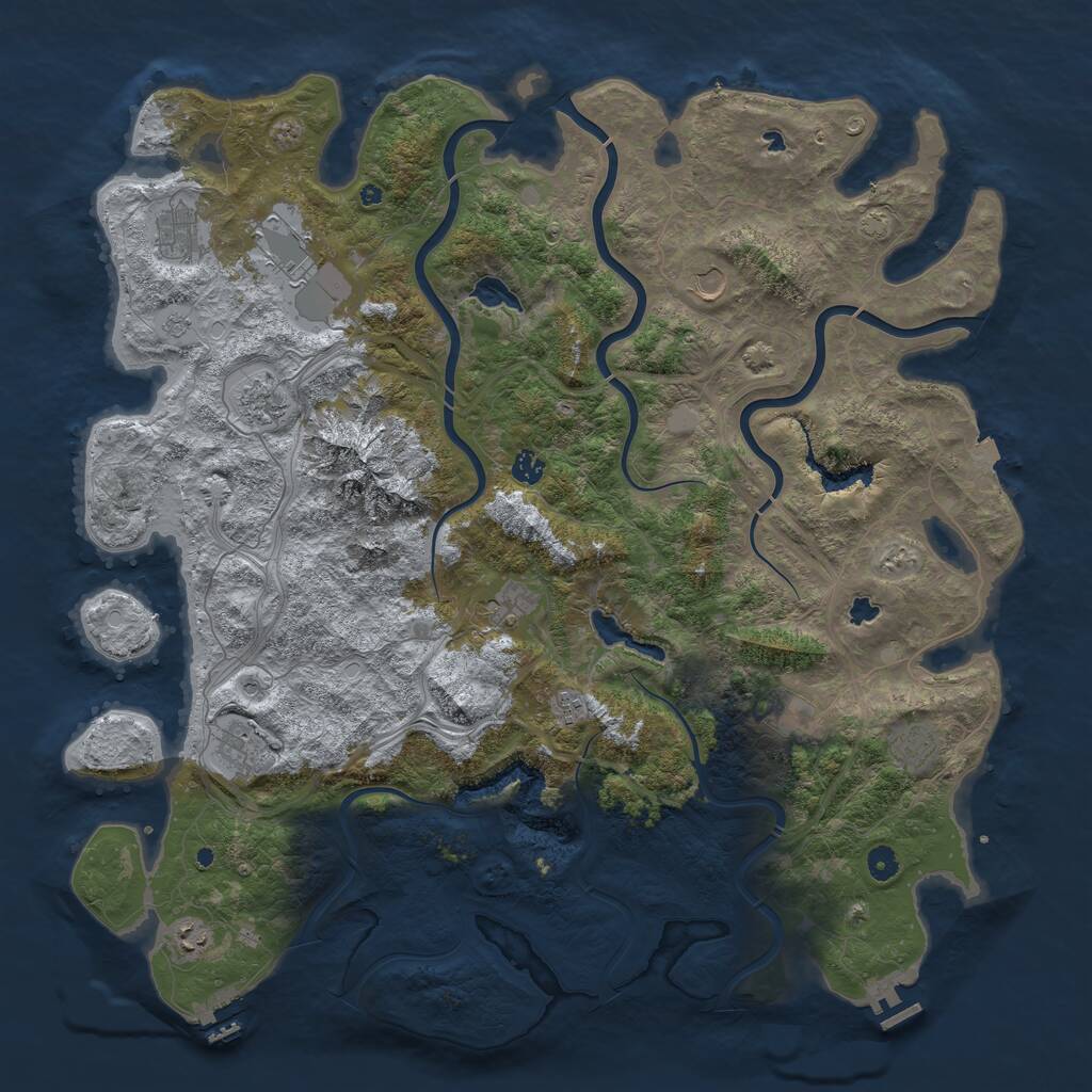 Rust Map: Procedural Map, Size: 5000, Seed: 41664, 17 Monuments