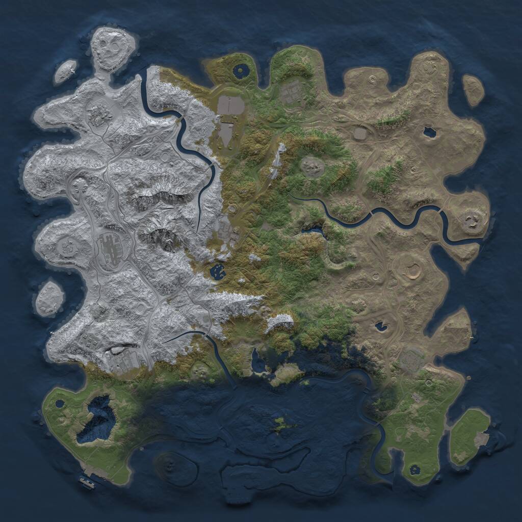 Rust Map: Procedural Map, Size: 5000, Seed: 1736124086, 17 Monuments
