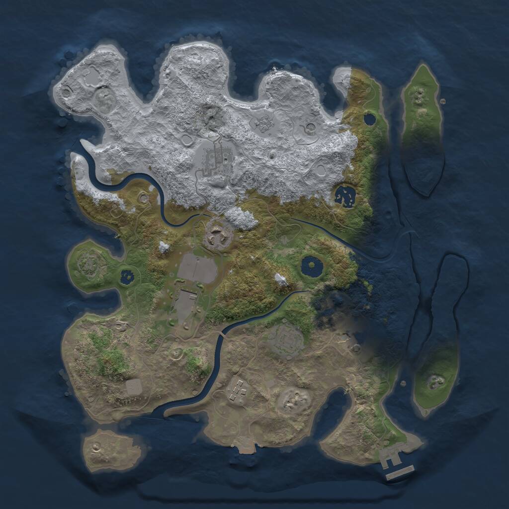 Rust Map: Procedural Map, Size: 3500, Seed: 973657494, 12 Monuments