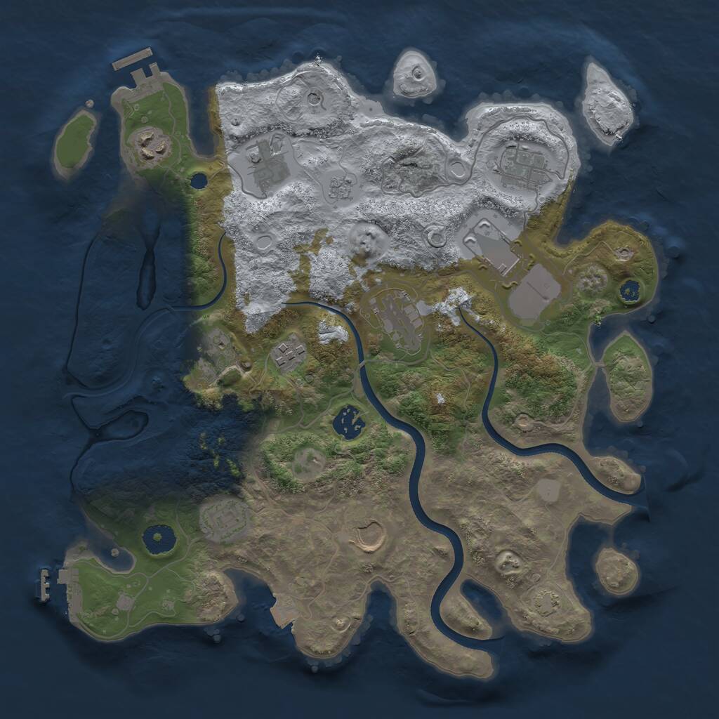 Rust Map: Procedural Map, Size: 3500, Seed: 1090580158, 16 Monuments