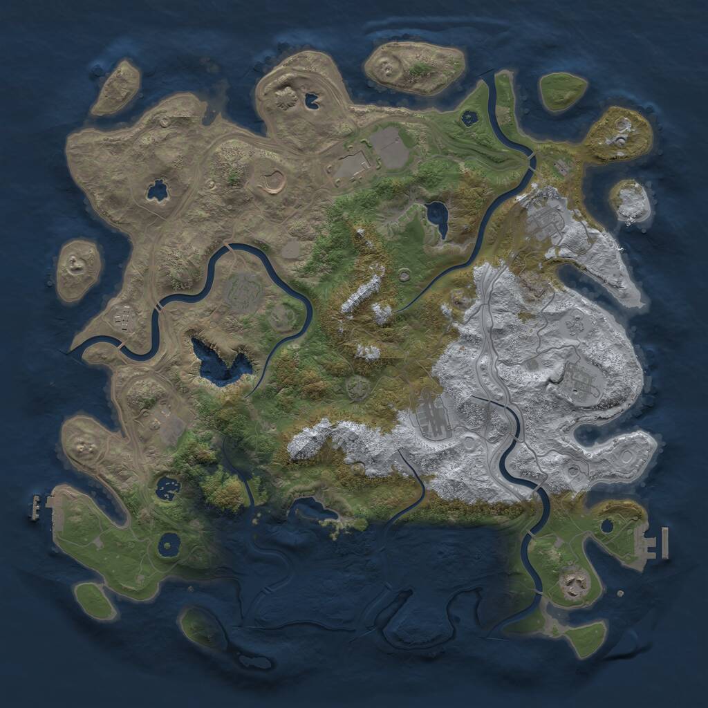 Rust Map: Procedural Map, Size: 4500, Seed: 2074967054, 16 Monuments