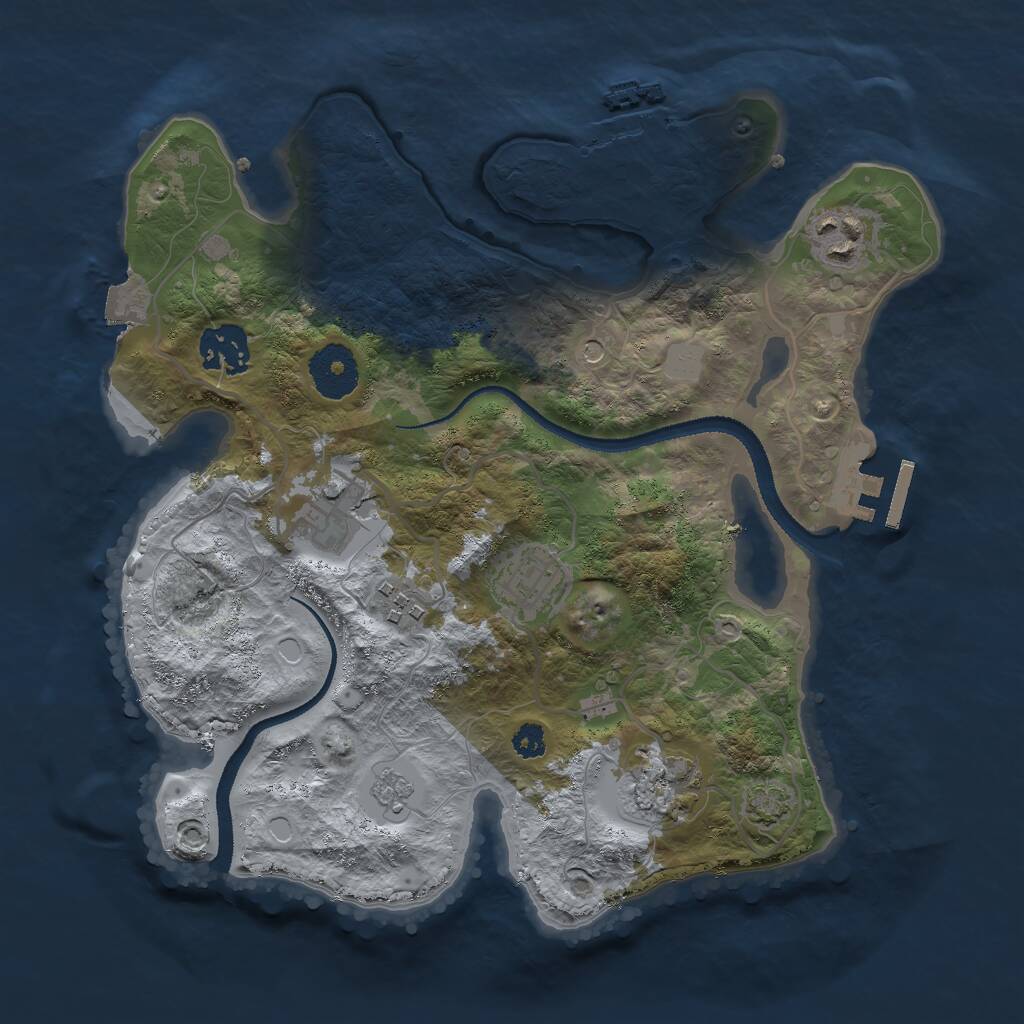 Rust Map: Procedural Map, Size: 3000, Seed: 2125465026, 12 Monuments