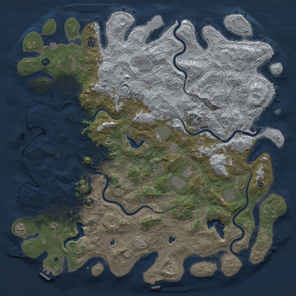 Rust Map: Procedural Map, Size: 5500, Seed: 676624899, 17 Monuments