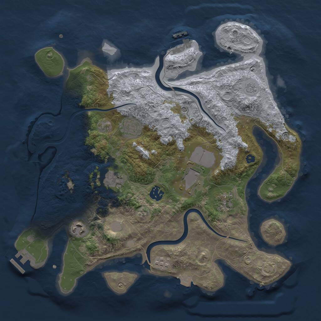 Rust Map: Procedural Map, Size: 3500, Seed: 1547790119, 13 Monuments