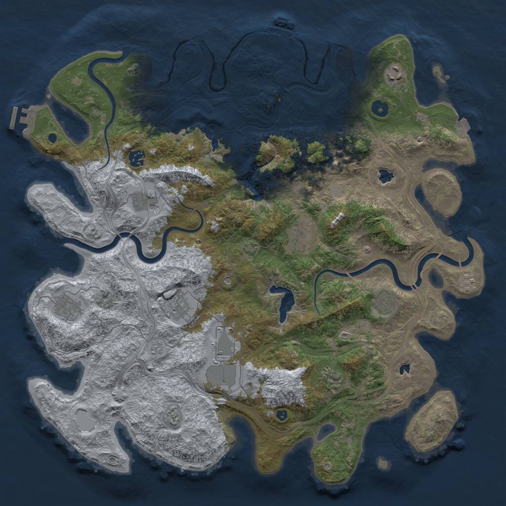 Rust Map: Procedural Map, Size: 4500, Seed: 145073117, 16 Monuments