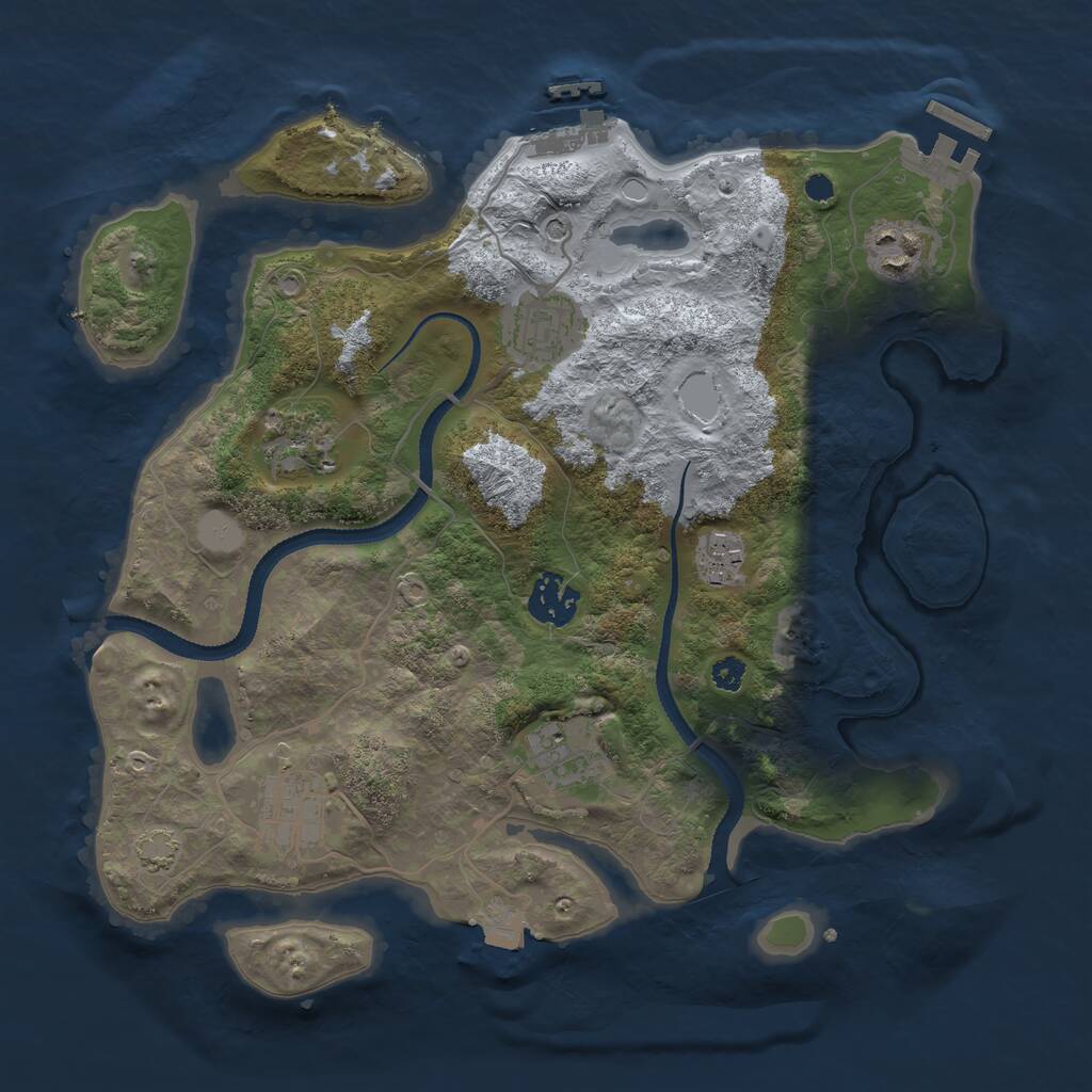 Rust Map: Procedural Map, Size: 3220, Seed: 523345355, 12 Monuments